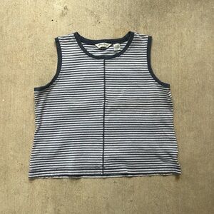 Eddie Bauer White and Blue Striped Tank Top